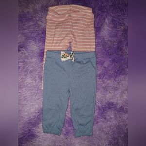 Baby Essentials Striped Pink and Solid Blue Leggings